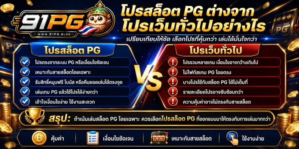 โปรสล็อต PG ต่างจากโปรเว็บทั่วไปอย่างไร